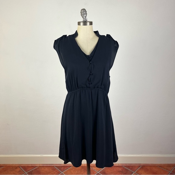 Alice + Olivia Navy Silk Midi Dress - Picture 1 of 8